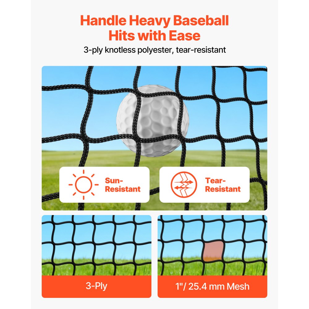 VEVOR Golf Batting Cage, 10 x 10 x 10 FT Golf Cage, Driving Hitting Cages with 3-Ply Knotless Polyester, Golfs Target &