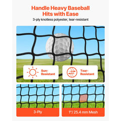 VEVOR Golf Batting Cage, 10 x 10 x 10 FT Golf Cage, Driving Hitting Cages with 3-Ply Knotless Polyester, Golfs Target &