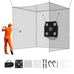 VEVOR Golf Batting Cage, 10 x 10 x 10 FT Golf Cage, Driving Hitting Cages with 3-Ply Knotless Polyester, Golfs Target &