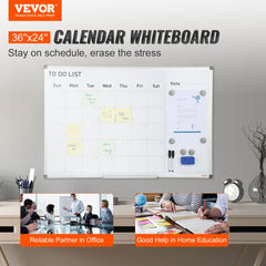 VEVOR Calendar Whiteboard, 36 x 24 Inches Magnetic Dry Erase Calendar Board, Monthly Planner Whiteboard for Wall, 1