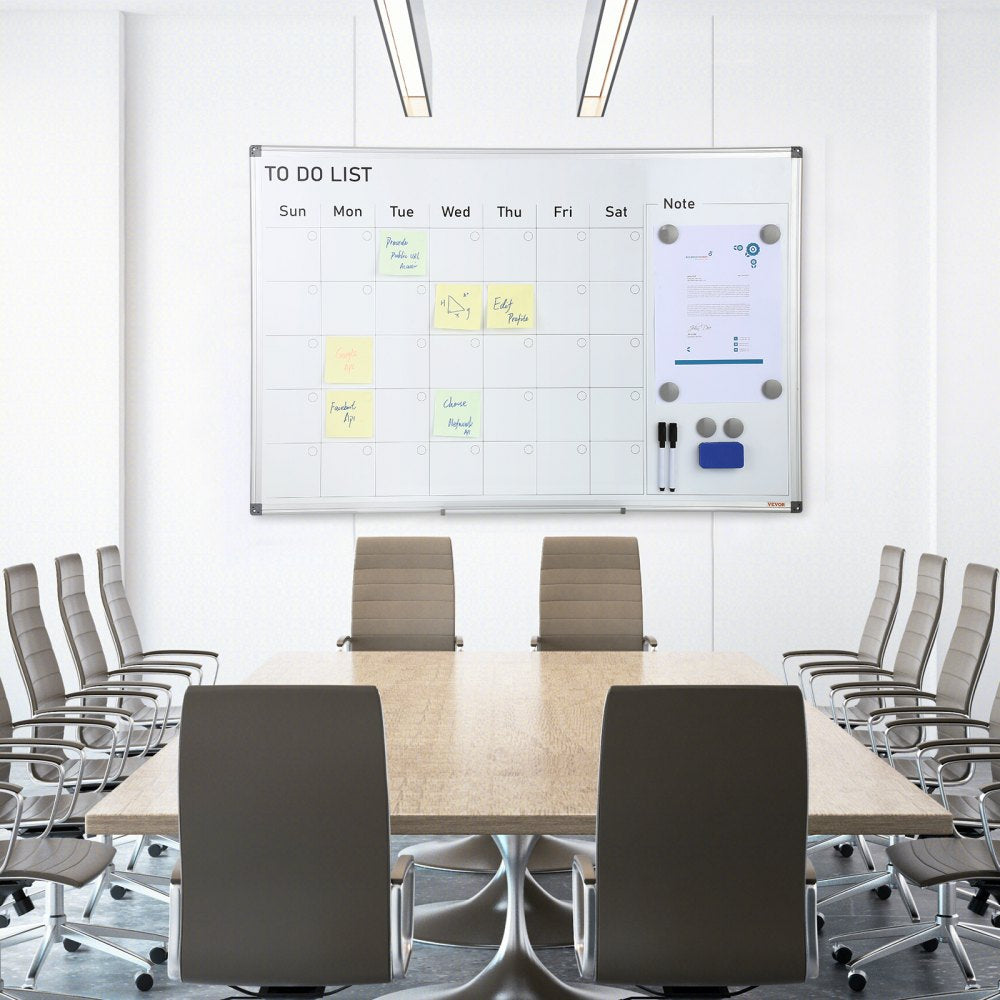 VEVOR Calendar Whiteboard, 36 x 24 Inches Magnetic Dry Erase Calendar Board, Monthly Planner Whiteboard for Wall, 1