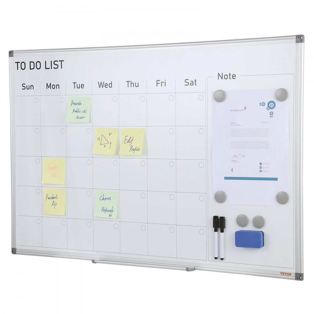 VEVOR Calendar Whiteboard, 36 x 24 Inches Magnetic Dry Erase Calendar Board, Monthly Planner Whiteboard for Wall, 1
