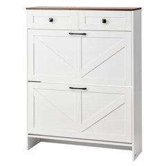 VEVOR Shoe Cabinet with 2 Flip Drawers, Farmhouse Shoes Storage Cabinet with 2 Drawers and Anti-Tipping Device