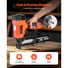 VEVOR Pneumatic Staple Gun, 16 Gauge 1-inch Wide Crown Pneumatic Stapler 5/8" to 1-1/2" Length, 70-120PSI Air Staple