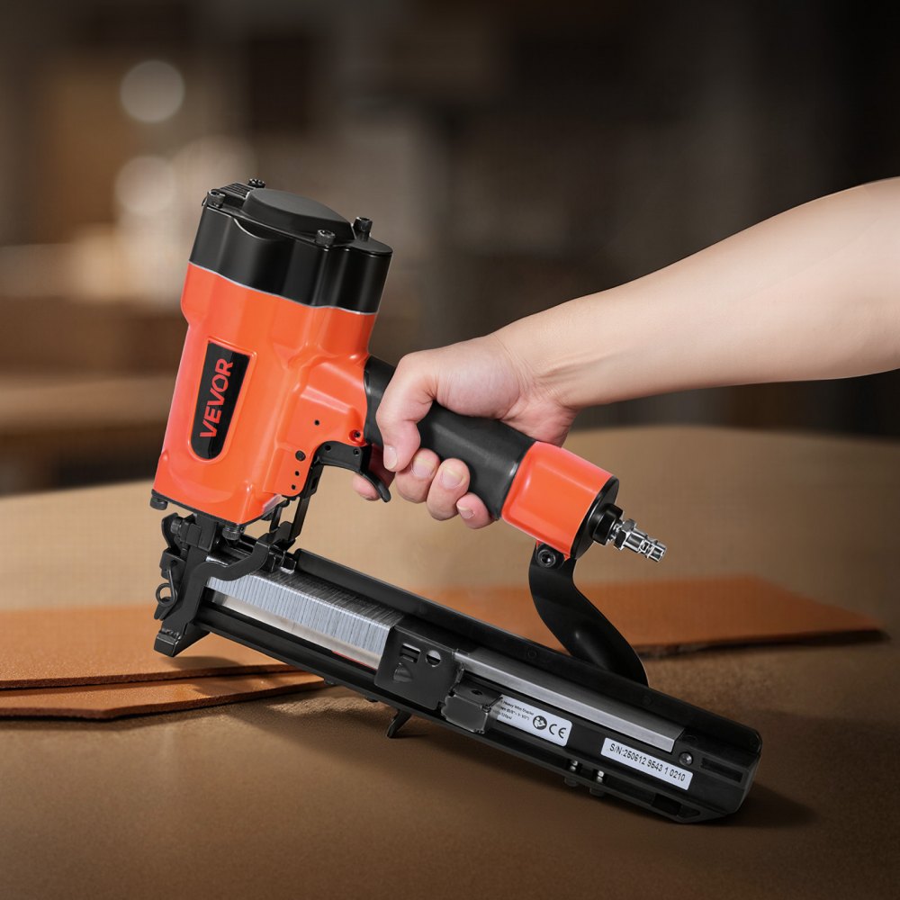 VEVOR Pneumatic Staple Gun, 16 Gauge 1-inch Wide Crown Pneumatic Stapler 5/8" to 1-1/2" Length, 70-120PSI Air Staple