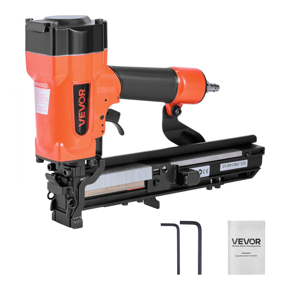 VEVOR Pneumatic Staple Gun, 16 Gauge 1-inch Wide Crown Pneumatic Stapler 5/8" to 1-1/2" Length, 70-120PSI Air Staple