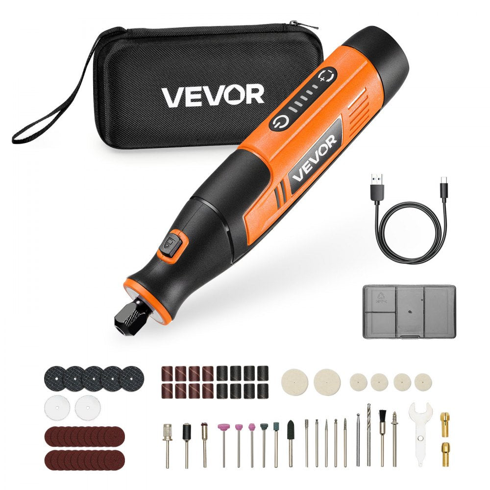 VEVOR 73-Piece Cordless Rotary Tool Kit, DC4V Portable Mini Power Rotary Tool, 5-Level Speed 7000-20000 RPM