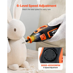 VEVOR 84-Piece Rotary Tool Kit, 200W Mini Power Rotary Tool Corded , 6-Level Speed 8000-40000 RPM Multi-Purpose DIY