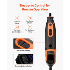 VEVOR 51-Piece Rotary Tool Kit, 200W Mini Power Rotary Tool Corded, 8000-40000RPM Multi-Purpose DIY Tools with