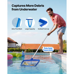 VEVOR Swimming Pool Cleaning Kit, Includes 2 Detachable Brush Heads (20 Inch / 5.5 Inch) and 2 Pool Skimmer Nets
