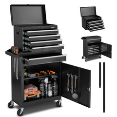 VEVOR Rolling Tool Chest, 2-in-1 Design, 5 Drawers Tool Cabinet Organizer with Detachable Top Metal Toolbox, Lock Bar