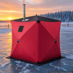 VEVOR Pop Up Ice Fishing Tent 3-4 Person 71 x 71 x 79 in Insulated Shelter, for Winter Fishing, 34 sq ft Area, 600D