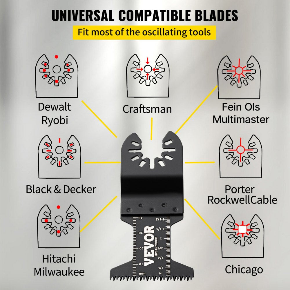 VEVOR 50 PCS Oscillating Saw Blades, Quick Release Multitool Blades Kit, HCS Tool Blades for Wood Plastic Metal Nails