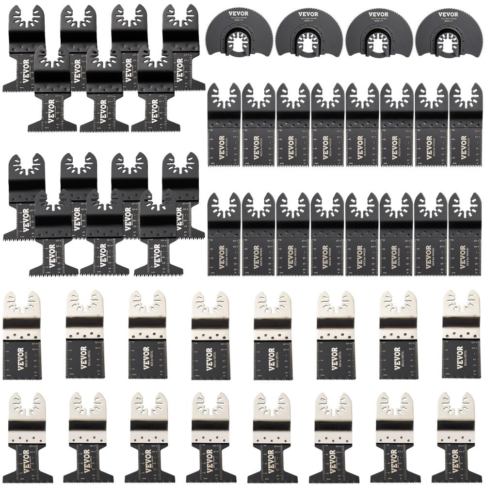VEVOR 50 PCS Oscillating Saw Blades, Quick Release Multitool Blades Kit, HCS Tool Blades for Wood Plastic Metal Nails