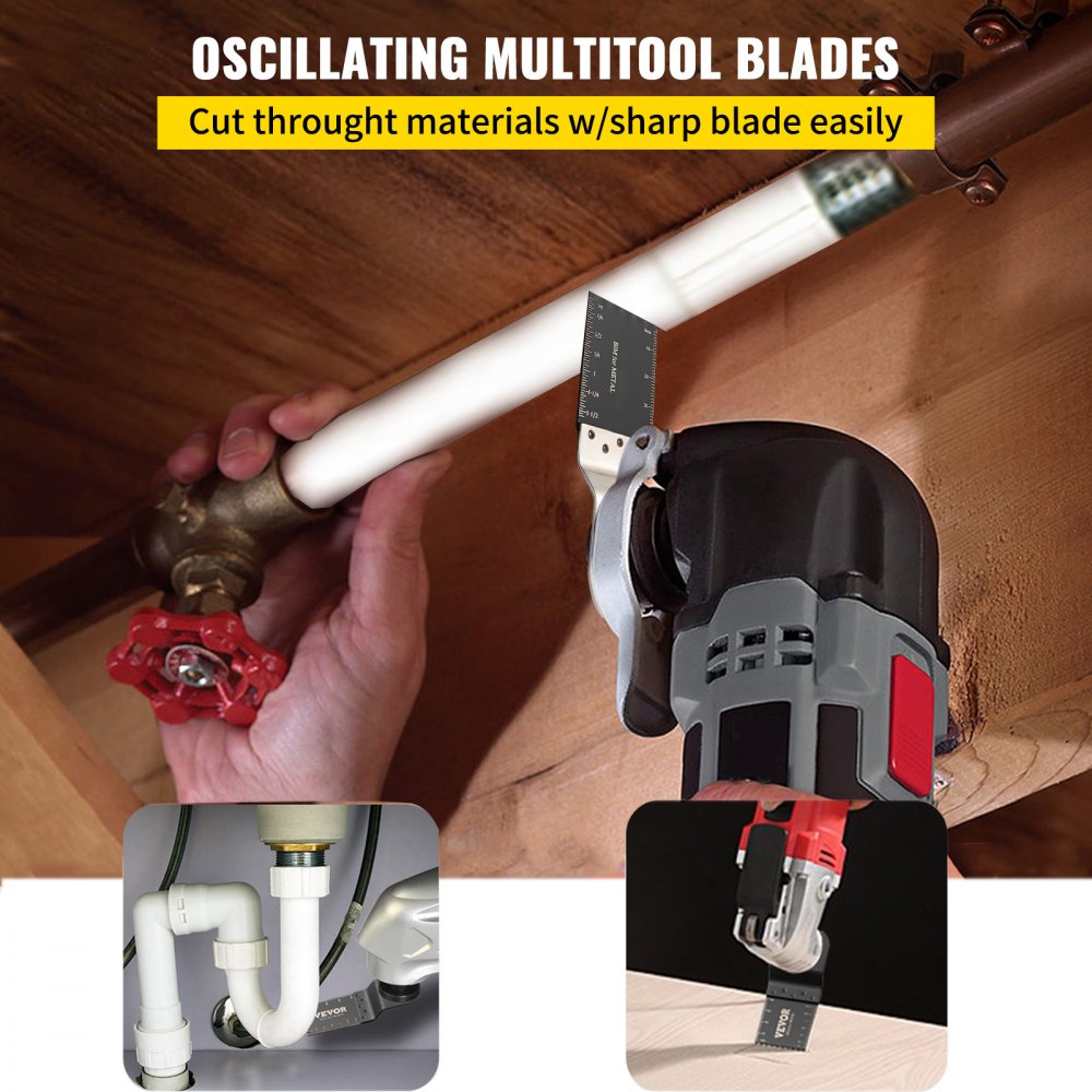VEVOR 100PCS Oscillating Saw Blades, Quick Release Multitool Blades Kit, HCS Tool Blades for Wood Plastic, Compatible