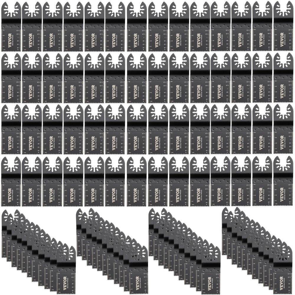 VEVOR 100PCS Oscillating Saw Blades, Quick Release Multitool Blades Kit, HCS Tool Blades for Wood Plastic, Compatible