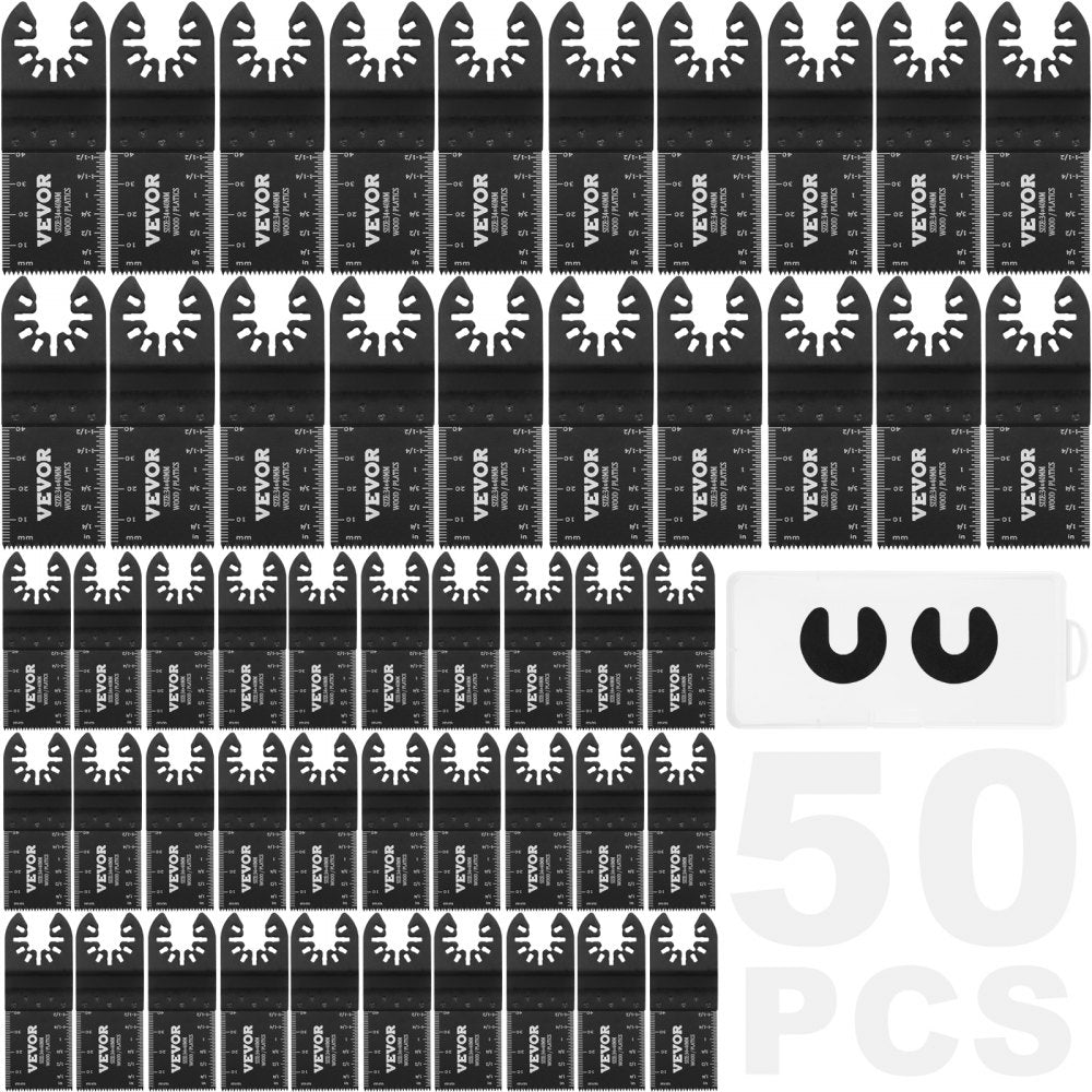 VEVOR 50PCS Oscillating Saw Blades, Universal Quick Release Oscillating Saw Blades, Multitool Tool Blades for Wood