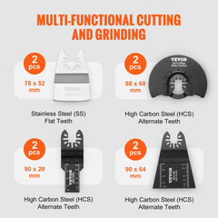 VEVOR 30PCS Multi Tool Blades Kits, Universal Quick Release Oscillating Saw Blades, 8 Types Wood Metal Plastic