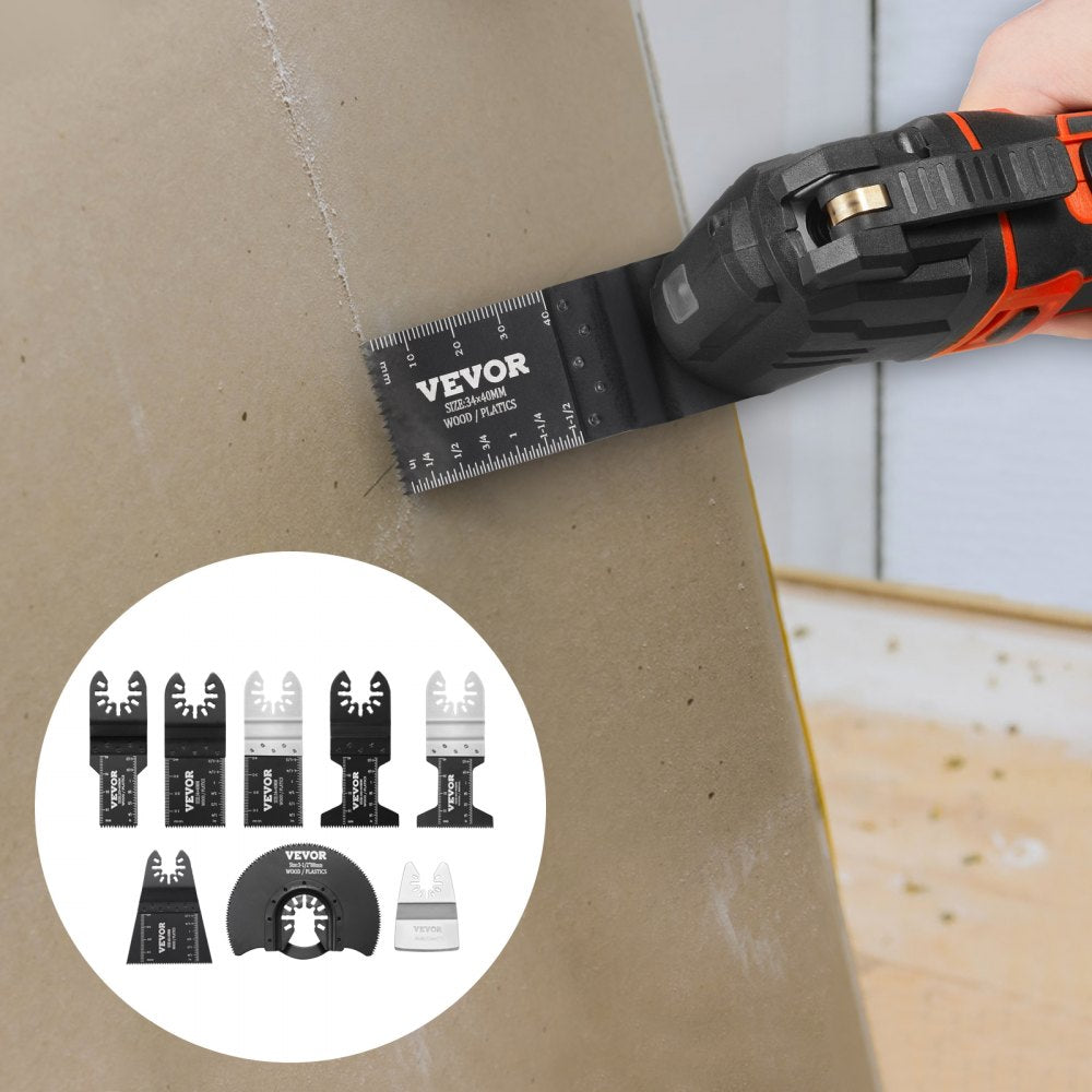 VEVOR 30PCS Multi Tool Blades Kits, Universal Quick Release Oscillating Saw Blades, 8 Types Wood Metal Plastic