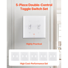 VEVOR Toggle Light Switch Wall Plates, 2-Gang Switch Electrical Outlet Covers, Standard Size 4.61in L x 4.53in H
