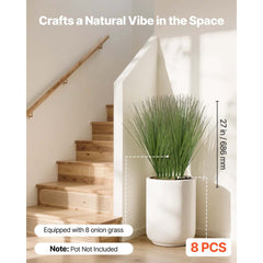 VEVOR Artificial Grass Plant, 27 inch Faux Onion Grass Fake Greenery Shrubs Plant, Premium PVC for Indoor Outdoor House