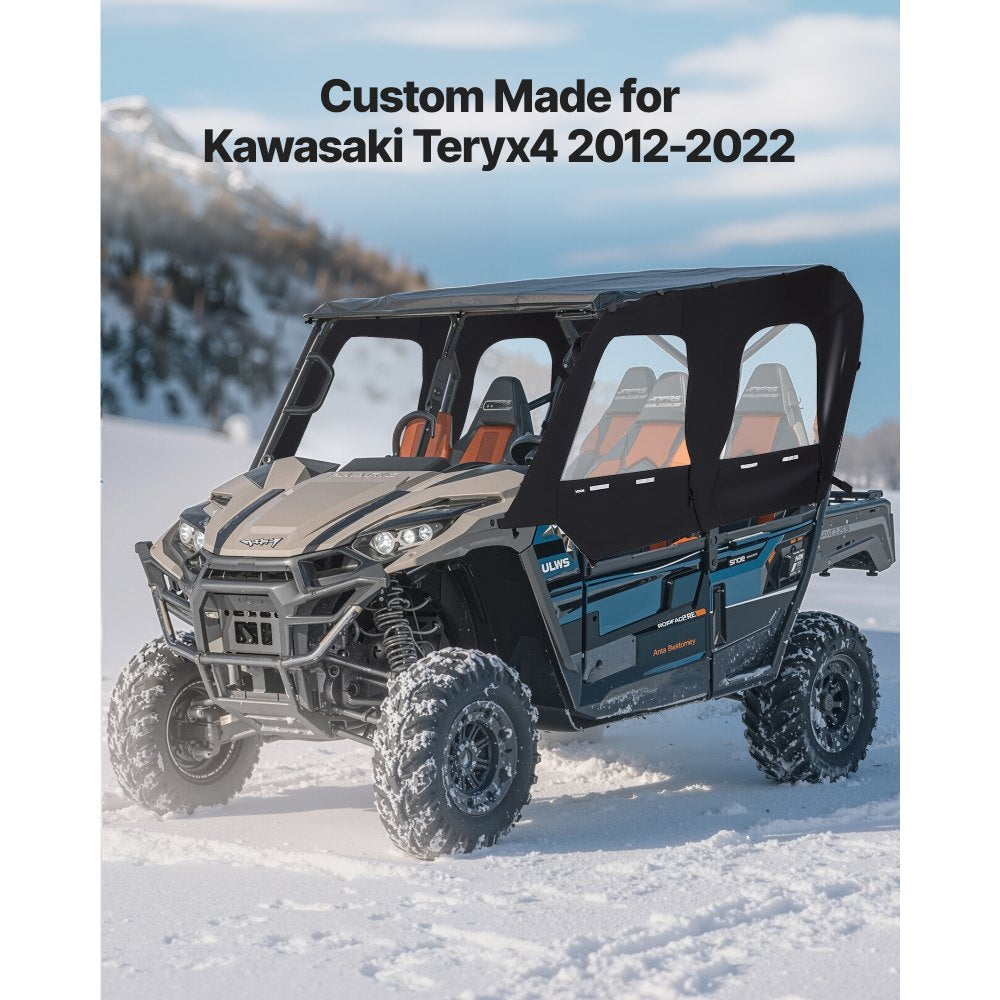 VEVOR Cab Enclosure Upper Doors, Compatible with Kawasaki Teryx4 2012-2022, Soft Upper Doors, Windproof & Waterproof