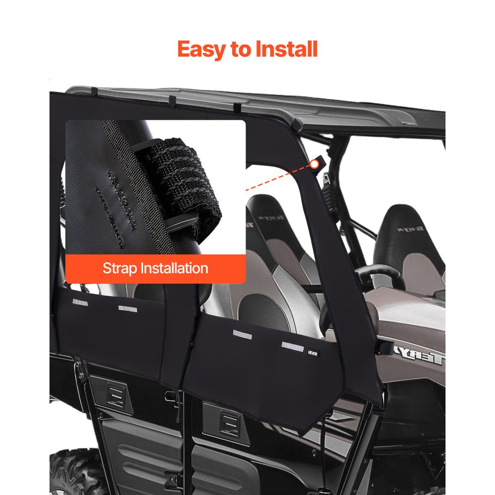 VEVOR Cab Enclosure Upper Doors, Compatible with Kawasaki Teryx4 2012-2022, Soft Upper Doors, Windproof & Waterproof