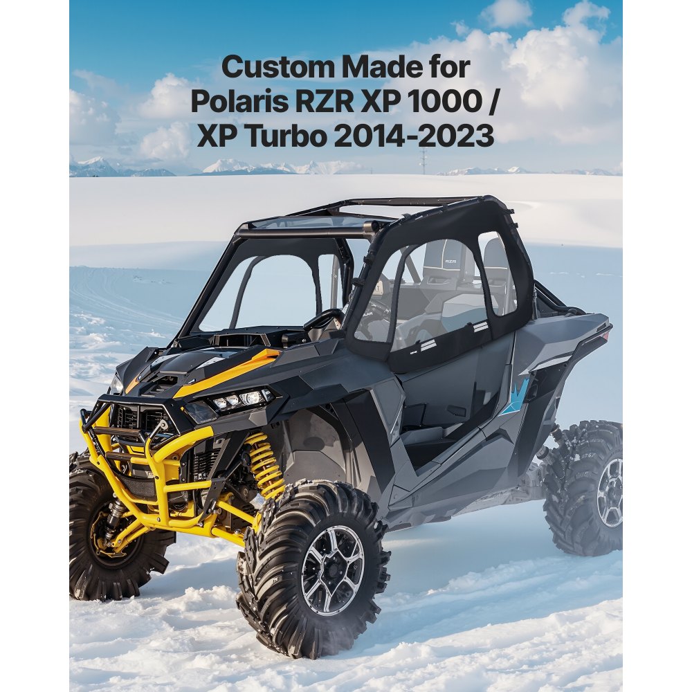 VEVOR Cab Enclosure Upper Doors, Compatible with Polaris RZR XP 1000/XP Turbo 2014-2023, Soft Upper Doors, Windproof