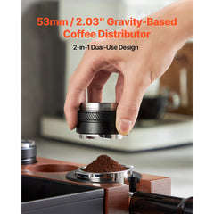 VEVOR Coffee Distributor 53mm, 2-in-1 Adjustable Espresso Distributor with Fan-Shaped Base, Coffee Distributor 304