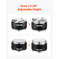VEVOR Coffee Distributor 53mm, 2-in-1 Adjustable Espresso Distributor with Fan-Shaped Base, Coffee Distributor 304