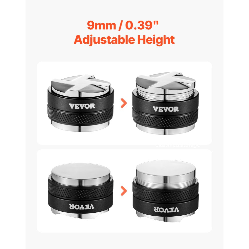 VEVOR Coffee Distributor 58mm, 2-in-1 Adjustable Espresso Distributor with Fan-Shaped Base, Coffee Distributor 304
