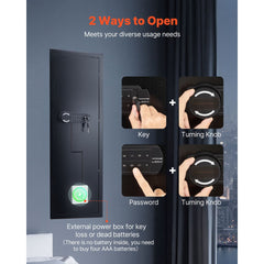 VEVOR Wall Safe, 4-Tier Hidden Wall Mounted Gun Safe with Password & Key, Q235 Cold-Rolled Steel In-Wall Box with LED
