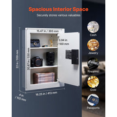 VEVOR 0.83 sq.ft Wall Safe, 3-Tier Hidden Wall Safe with Password, Key & Turning Knob, Q235 Cold-Rolled Steel In-Wall