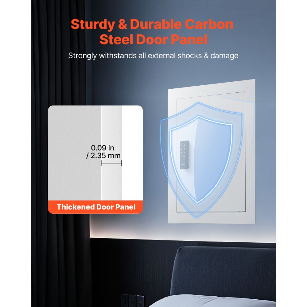 VEVOR 0.83 sq.ft Wall Safe, 3-Tier Hidden Wall Safe with Password, Key & Turning Knob, Q235 Cold-Rolled Steel In-Wall