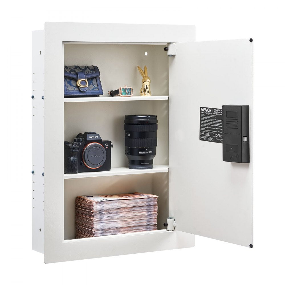 VEVOR 0.83 sq.ft Wall Safe, 3-Tier Hidden Wall Safe with Password, Key & Turning Knob, Q235 Cold-Rolled Steel In-Wall