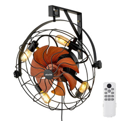 VEVOR Wall Mounted Fan with Lights, 21 inch Wall Mount Fan with Remote, 6 Speeds Plug in Wall Fan, Timer