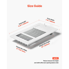 VEVOR 6 x 10 Inch Floor Registers, 6-Pack Floor Vents, HVAC 3-Direction Iron Vent Grilles for Home/Office Wall &