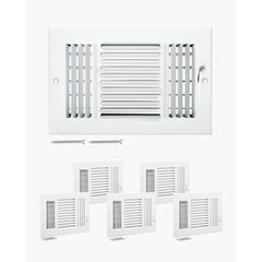 VEVOR 6 x 10 Inch Floor Registers, 6-Pack Floor Vents, HVAC 3-Direction Iron Vent Grilles for Home/Office Wall &