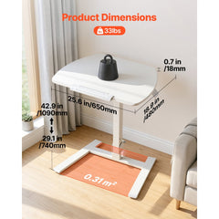VEVOR Standing Desk, Adjustable Height Mobile Stand Up Desk with Tilting Desktop, 25.6 x 19 in Small Computer Sit Stand
