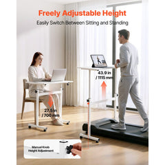 VEVOR Standing Desk, Adjustable Height Mobile Stand Up Desk with Lockable Casters, 32 x 16 in Small Computer Sit Stand