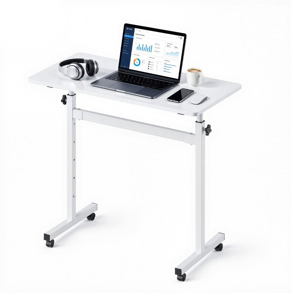 VEVOR Standing Desk, Adjustable Height Mobile Stand Up Desk with Lockable Casters, 32 x 16 in Small Computer Sit Stand