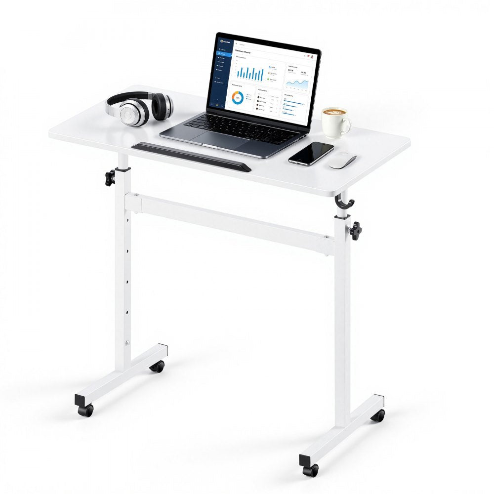 VEVOR Standing Desk, Adjustable Height Mobile Stand Up Desk 360° Tilting Desktop, 32 x 16 in Small Computer Sit Stand