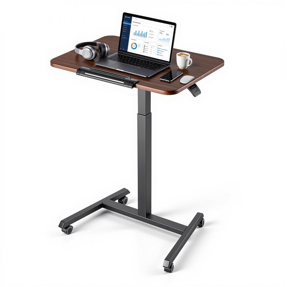 VEVOR Standing Desk, Adjustable Height Mobile Stand Up Desk with Tilting Desktop, 25.6 x 19 in Small Computer Sit Stand