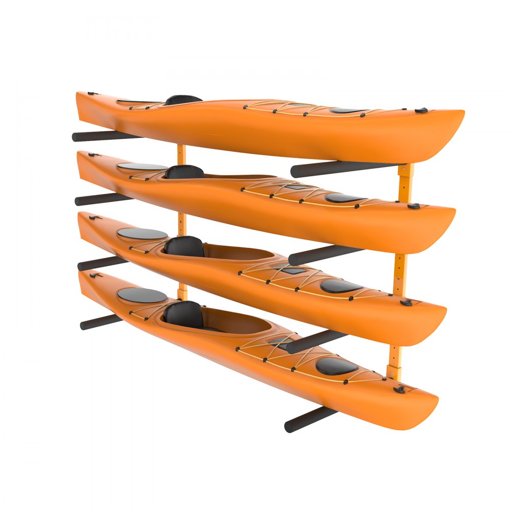 VEVOR Wall Kayak Storage Rack, 4-Capacity Wall Mounted Kayak Holders for Kayak Canoe Paddle Board, Kayak Storage Hooks