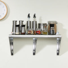 VEVOR 18" x 72" Stainless Steel Shelf, Wall Mounted Floating Shelving with Brackets, 500 lbs Load Capacity Commercial