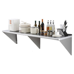 VEVOR 18" x 72" Stainless Steel Shelf, Wall Mounted Floating Shelving with Brackets, 500 lbs Load Capacity Commercial