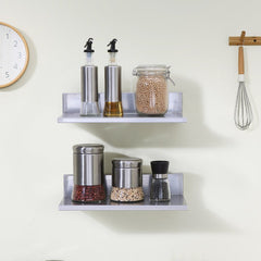 VEVOR 8.6" x 16" -2 Pack Stainless Steel Shelf, Wall Mounted Floating Shelving with Backsplash, 44 lbs Load Capacity