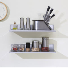 VEVOR 8.6" x 24" -2 Pack Stainless Steel Shelf, Wall Mounted Floating Shelving with Backsplash, 44 lbs Load Capacity