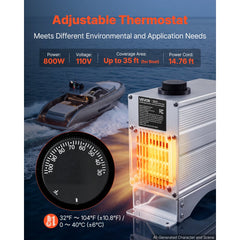 VEVOR Boat Engine Compartment Heater, 800W Bilge Heater Fit Boats Up to 35FT, Self-Regulating PTC Element & 32-104°F