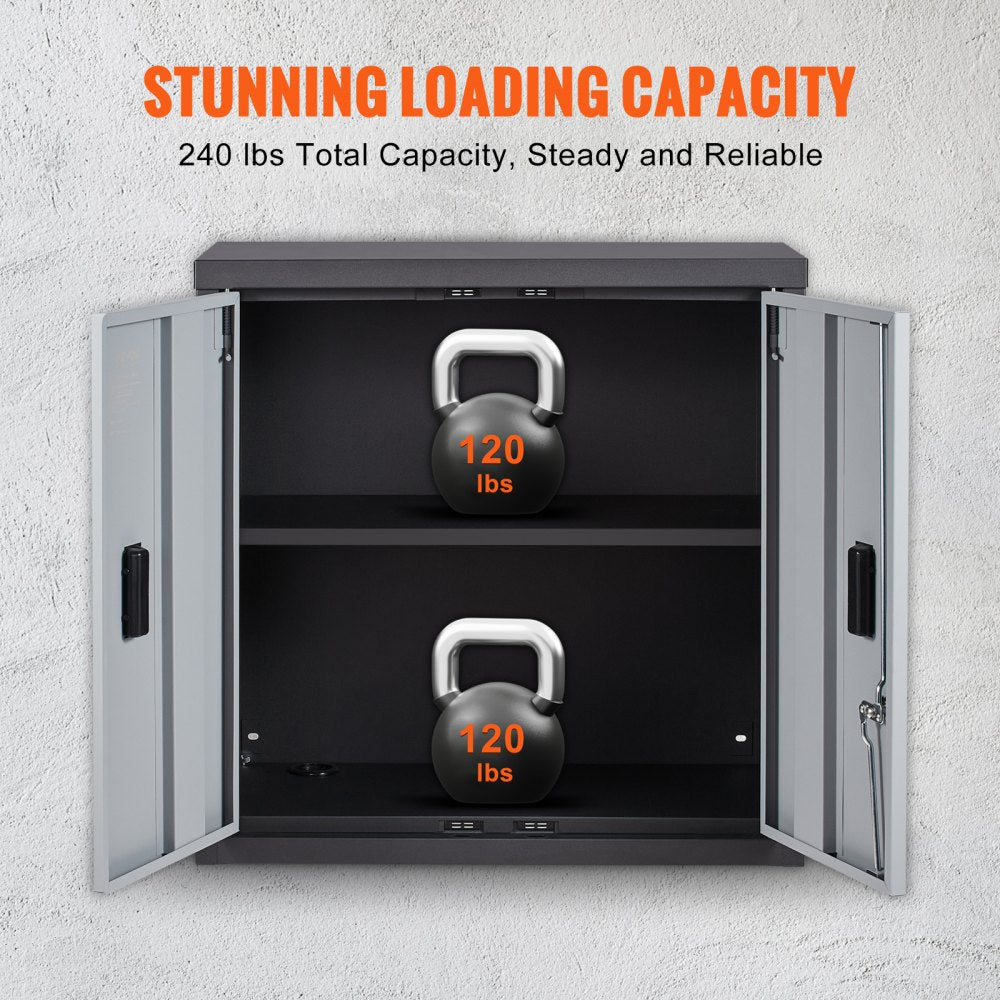 VEVOR Foldable Wall Cabinet, Metal Garage Locker Mounted 26" Small Tool Chest 240 LBS Loading Capacity Adjustable Shelf